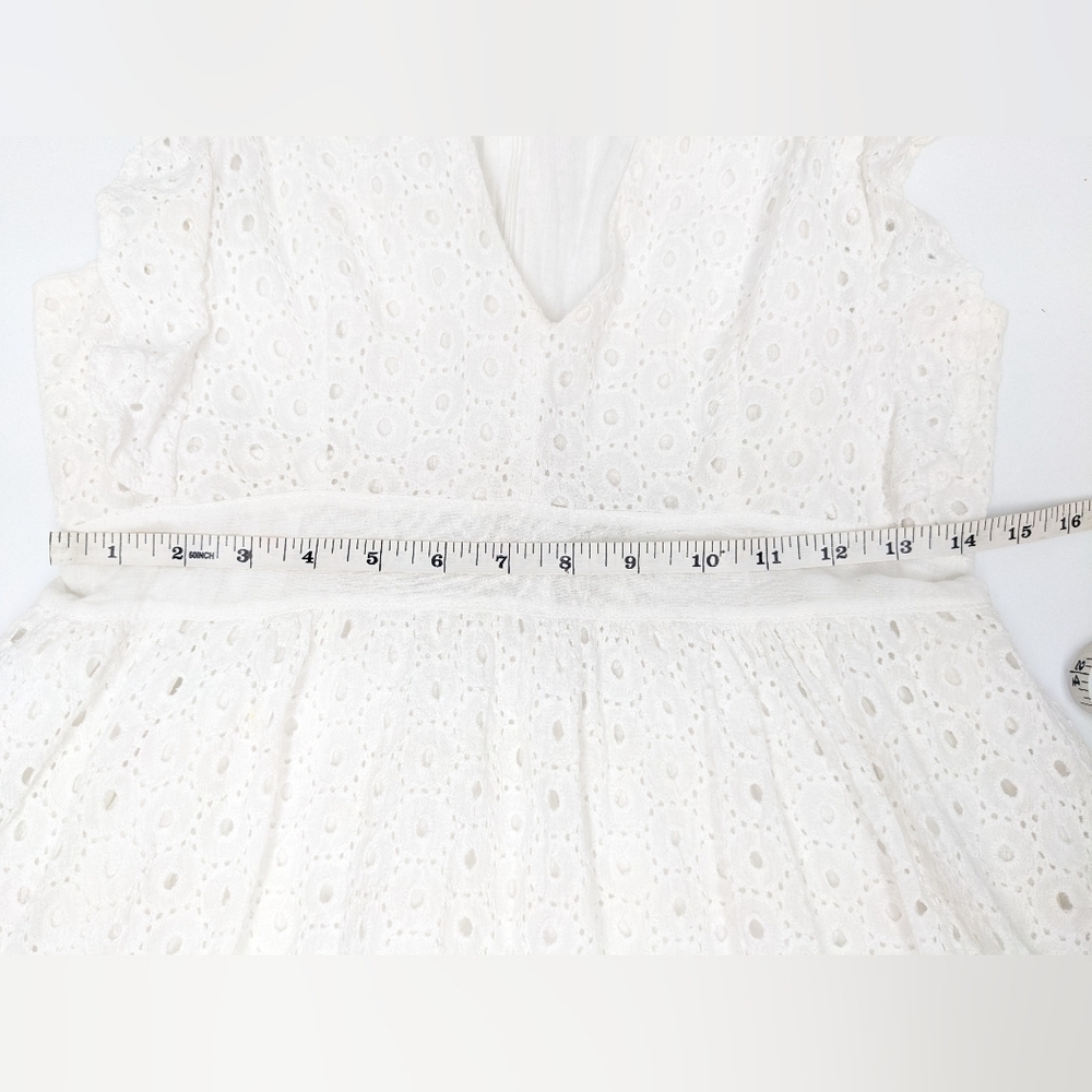 Luc-ce women's white cotton eyelet sleeveless mini dress size medium - Picture 10 of 12